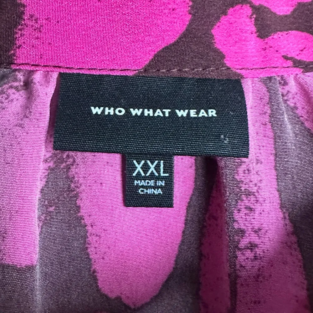 Who What Wear Women’s Blouse Animal Print Size XXL (Black Pink) - Image 7