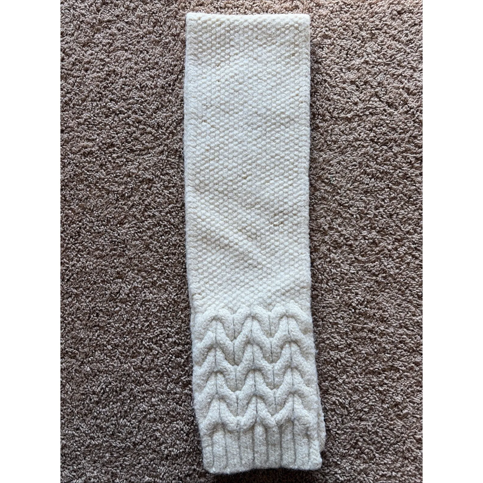 Vintage VTG Gap Y2K 2001 Ivory Wool Mohair Chunky Knit Scarf Accessory One Size - Image 5