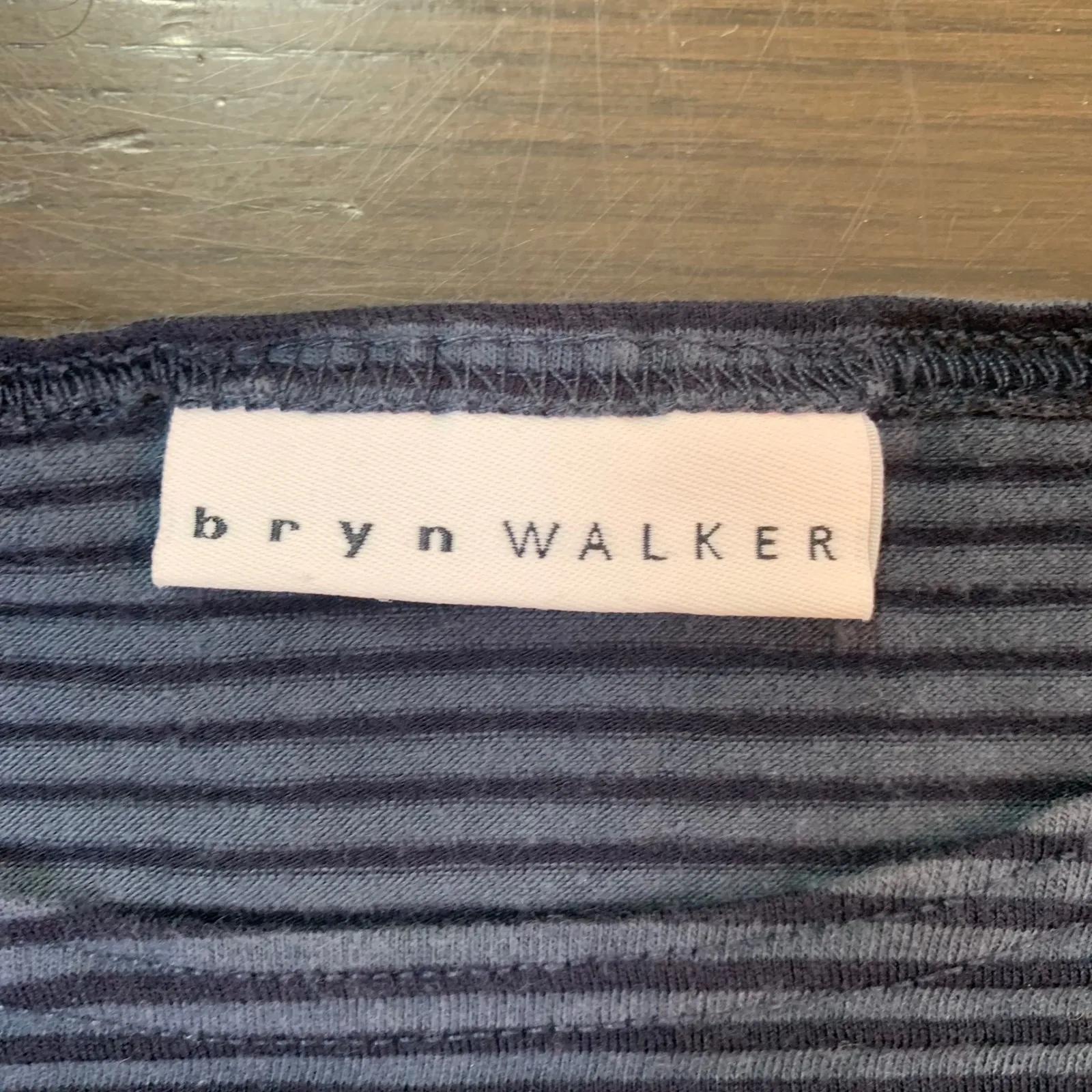 Bryn Walker Striped Bell Sleeve Top Navy Blue S Made USA Cotton Blend Timeless - Image 3