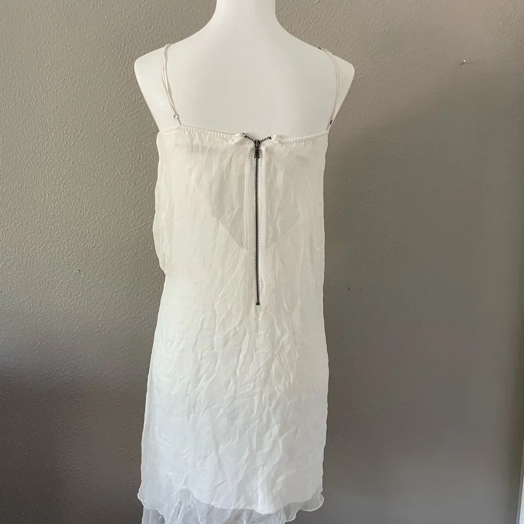 Alice + Olivia Silk Cream Mini Dress - Image 6