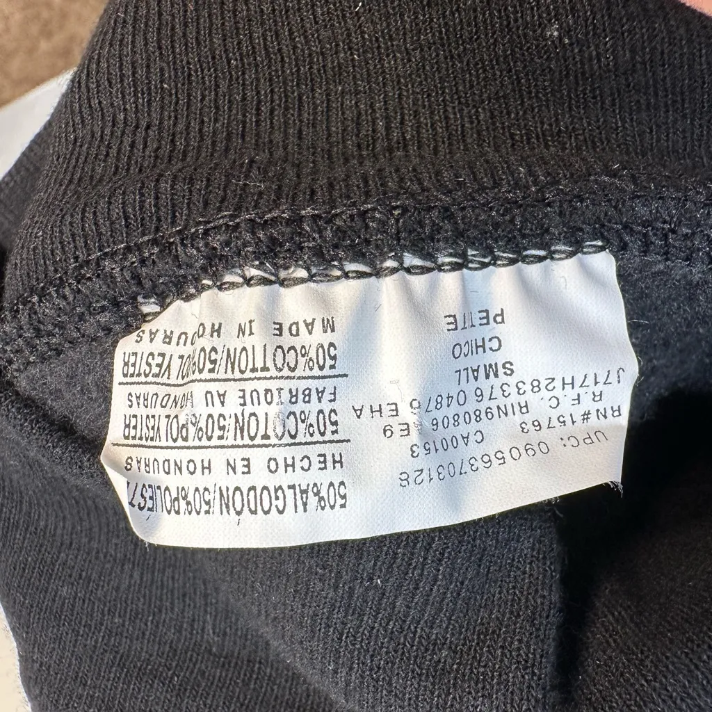 Vintage Merry Xmas Cat Santa Claus Sweatshirt Big Logo Women Small Black - Image 7