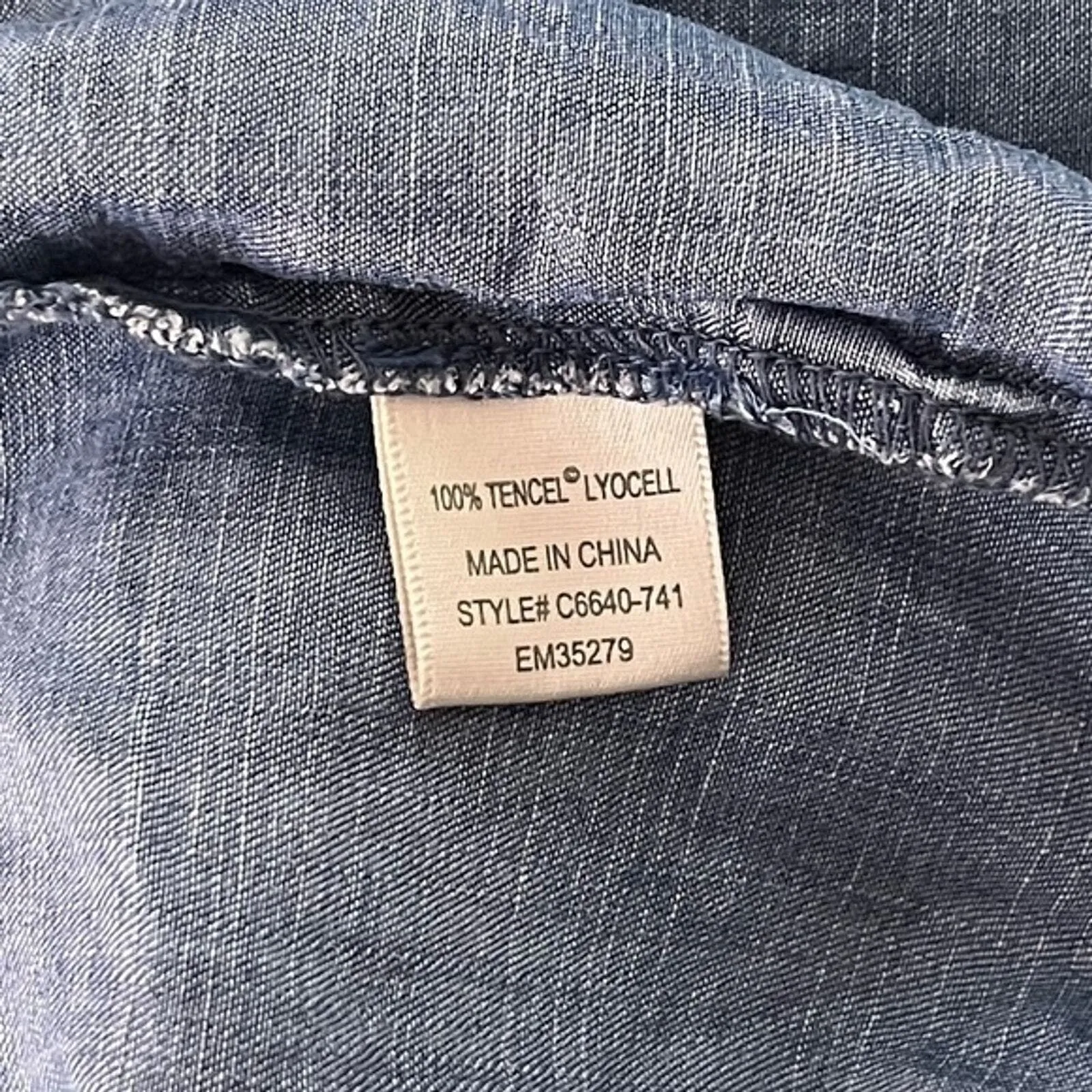 Cloth & Stone‎ Dress Womens Medium Blue Chambray Shirt Aztec Southwest Casual - Image 9