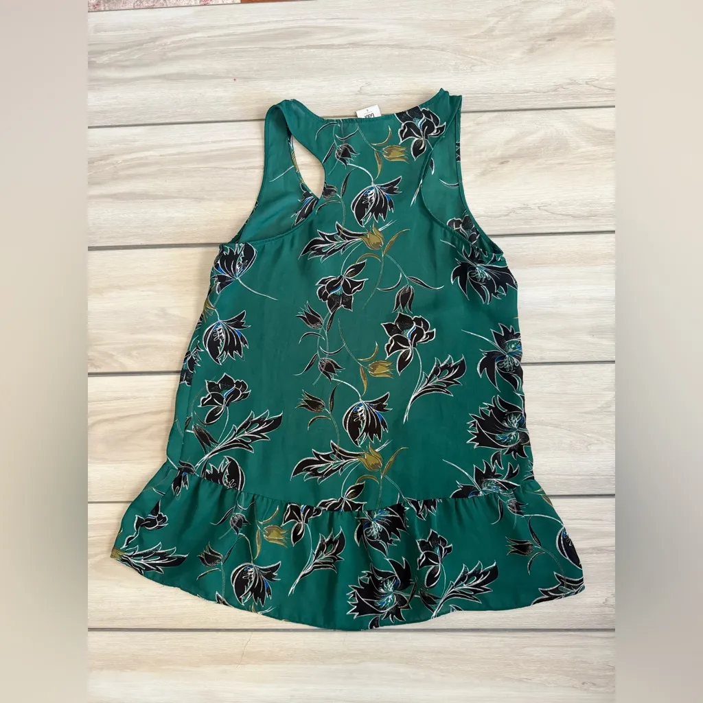 Cabi Zoe Falling Flowers Tunic Tank Top Green Small Like New - Image 3