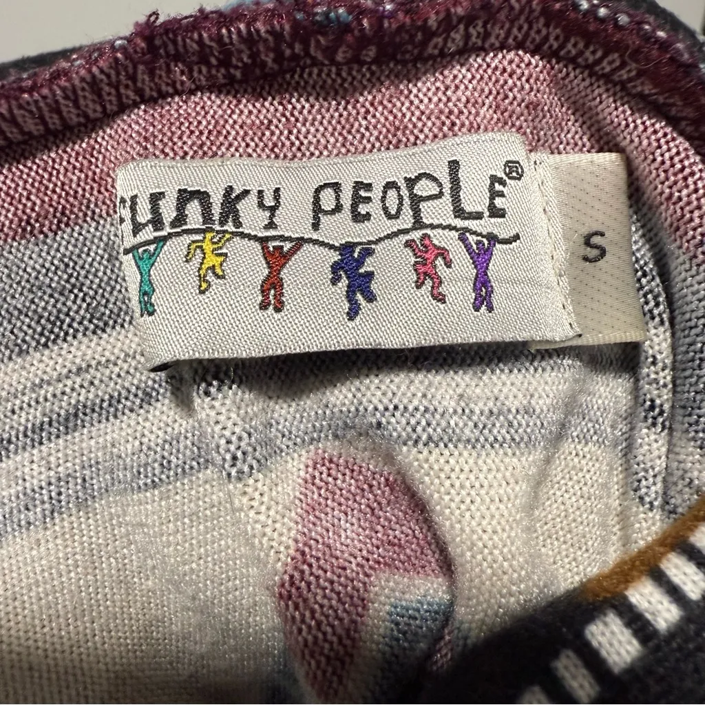 Vintage Y2K Funky People Knit Shift Dress Blue Geometric Southwest Striped S‎ - Image 5