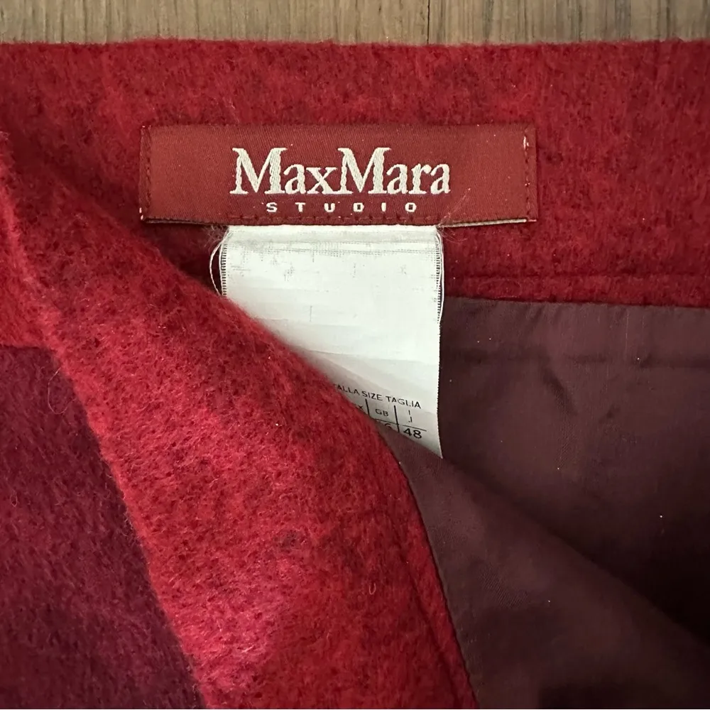 Max Mara Studio Wool Blend Ombré Pencil Skirt Cranberry Red Size 48 IT 14 US XL - Image 5
