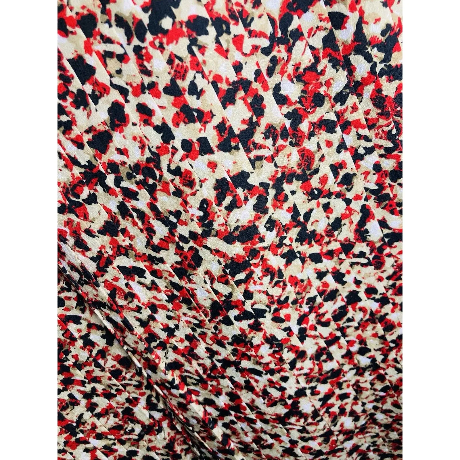 LOFT Shift Dress Size 0 Red Black Sleeveless Short Pleated All Over Classic - Image 6