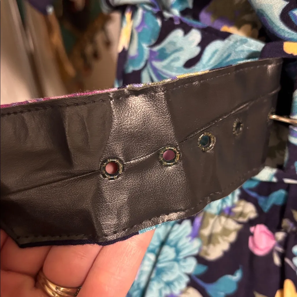 Ms. Choice Vintage 1980s Belted Floral Midi Dress W/ Pockets Size 10 Blue - Image 8