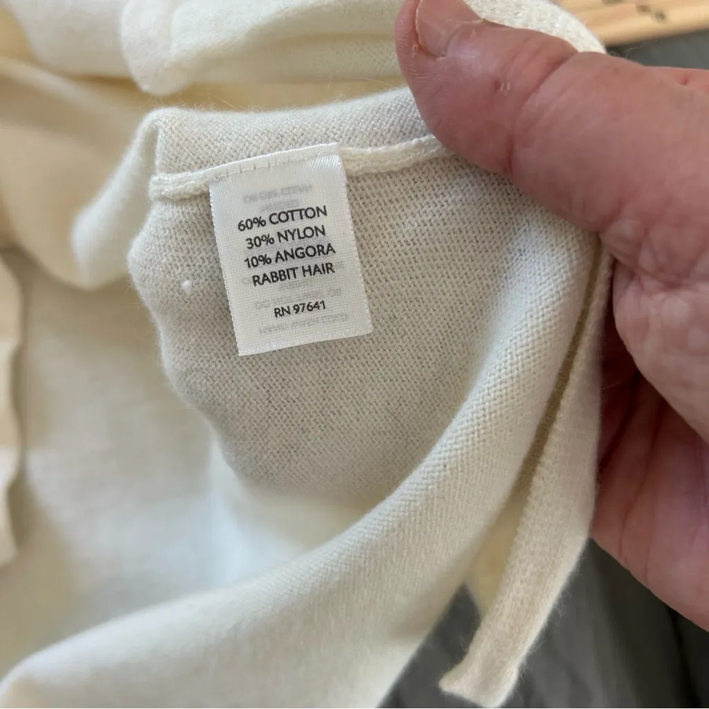 J. Jill Ivory Cotton Angora Blend Crochet Sweater. Size Large. - Image 8