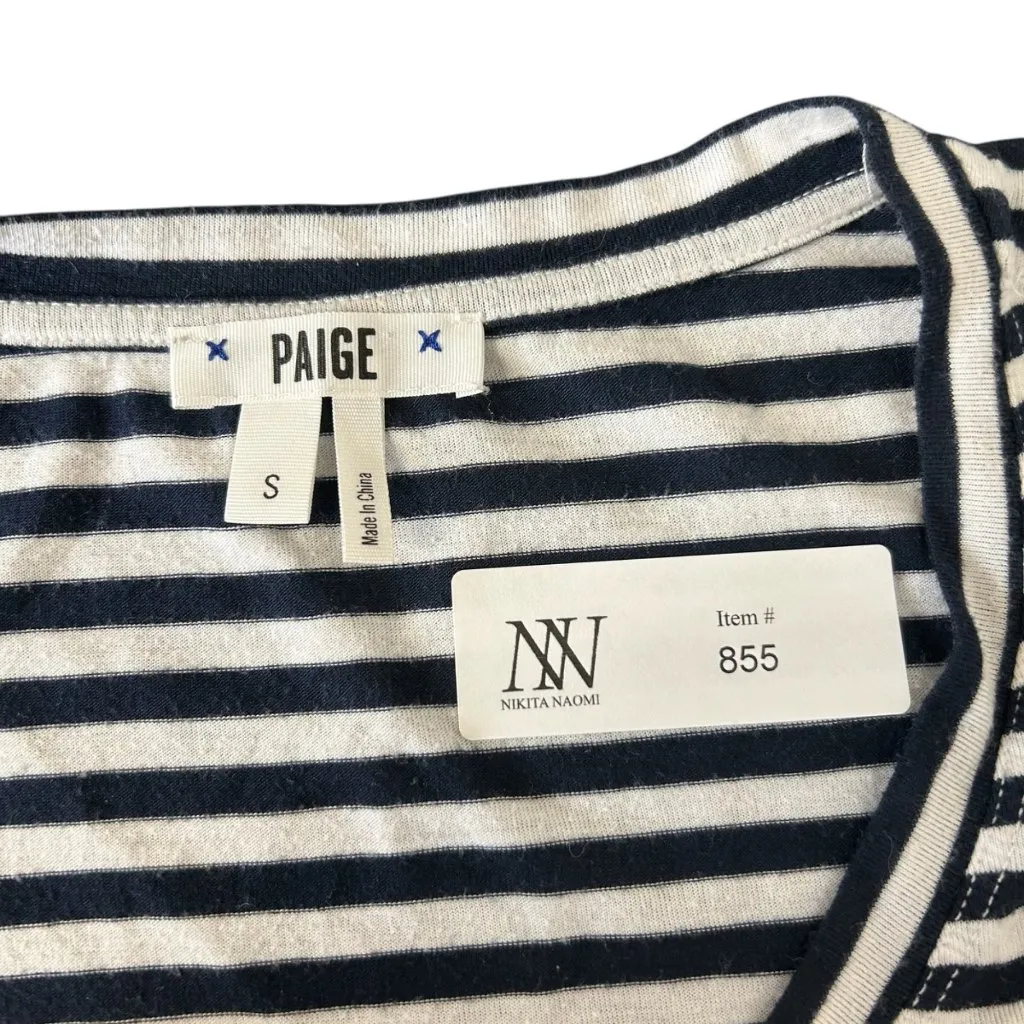 #855 Paige Women's Small Black and White V-Neck T-Shirt - Image 4