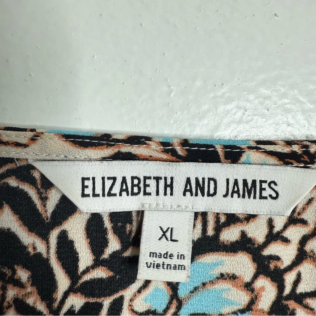 Elizabeth And James Wide Sleeves Floral Blouse cream/Black/Blue Size X-Large - Image 3