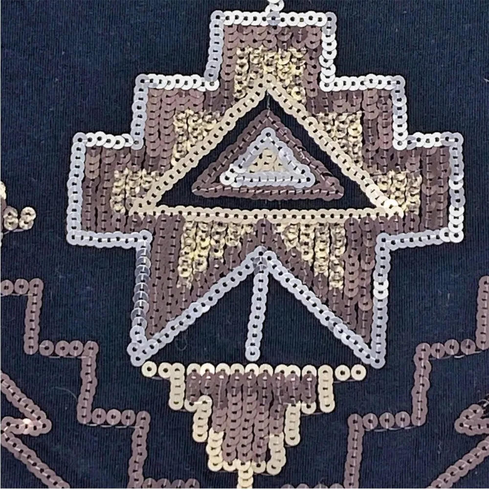 Sequin Aztec Mini Skirt - Black Silver Gold XS - Image 2