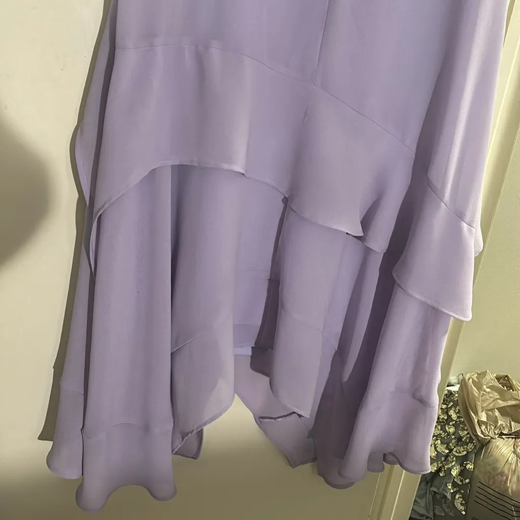 MAISON TARA LILAC DRAWSTRING CINCHED SLEEVES WITH ASYMMETRICAL HEM Purple Size 12 - Image 6