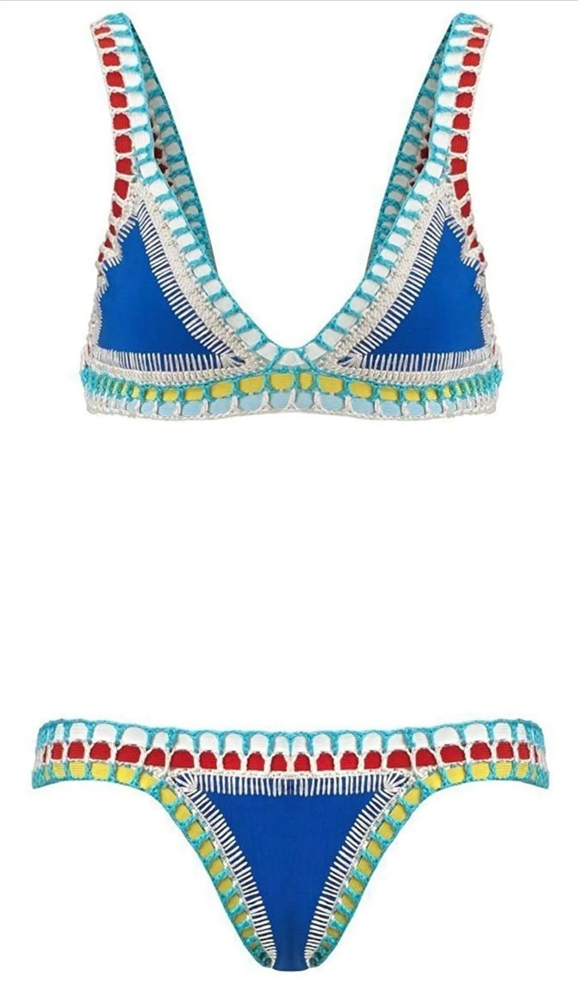 Crochet Triangle Bikini Top and Bottom Swimsuit - Image 2