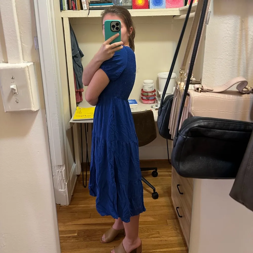 Royal Blue Midi Dress With Pockets - Image 2