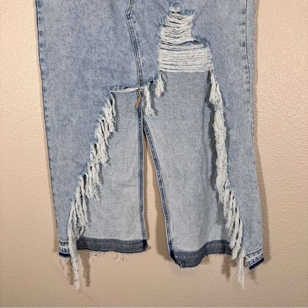 Insane Gene Blue Denim Distressed High Rise Maxi Skirt Womens M Hi Low NWT Size M - Image 14