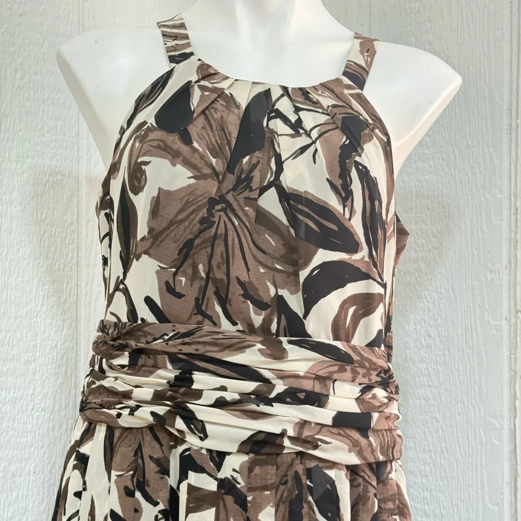 Evan Picone Strapless Brown Floral Dress Black Size 14 - Image 4