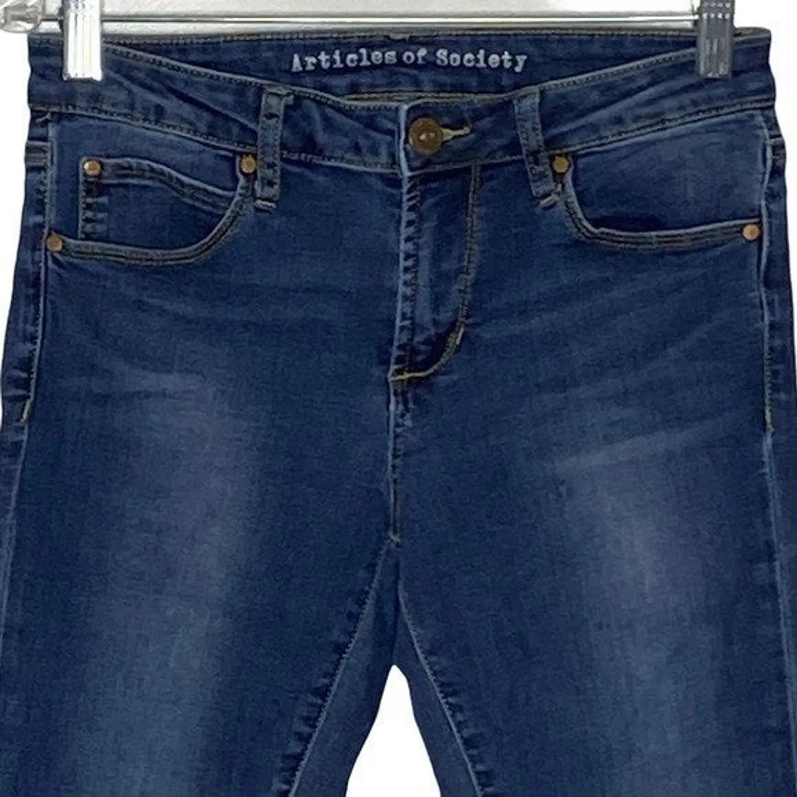 Articles of Society Jeans Womens 4 26" Skinny Dark Wash Fading Whisker Mid Rise‎ - Image 3