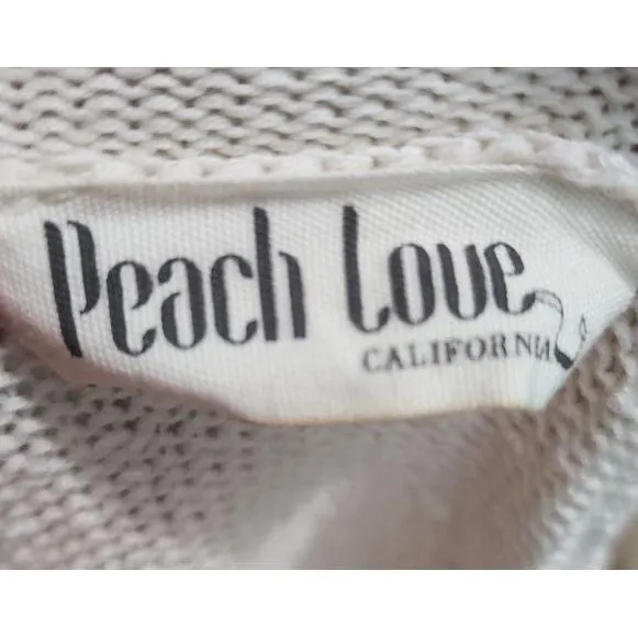 Peach Love Sweater‎ Womens Size Small Cream Brown Tie Dye Distressed Pocket Boho - Image 5