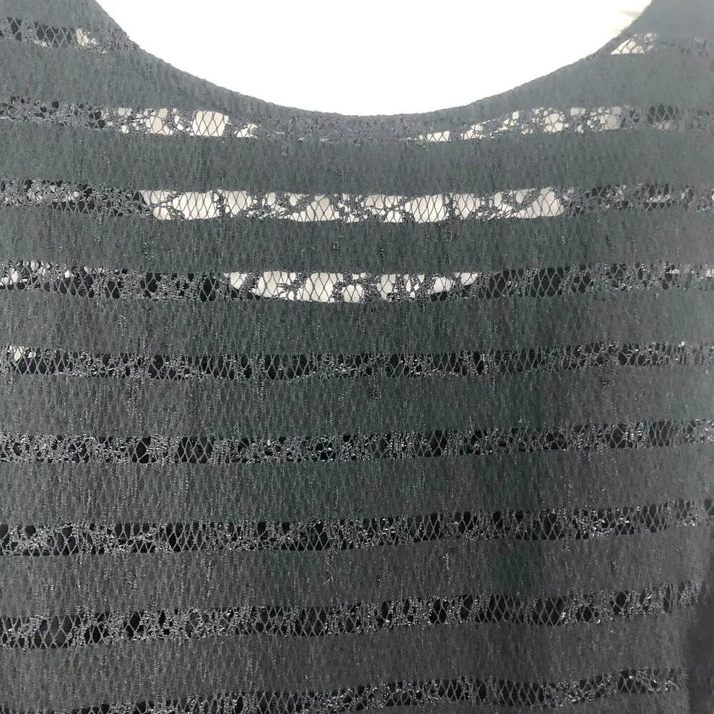 Michel USA Lace Top Small Y2K Stretch Witchy Goth Fairygoth Coquette Whimsigoth Black - Image 7