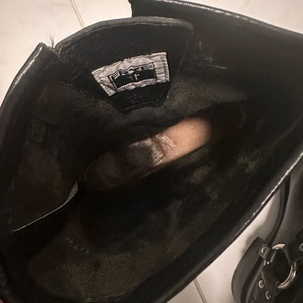 Frye Jenna Chain moto Black Leather Boots size 10 ankle EUC - Image 11