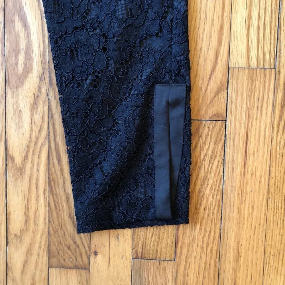 Worth New York EUC Women's Black Corded Lace Dakota Pant Size 2 - Image 6