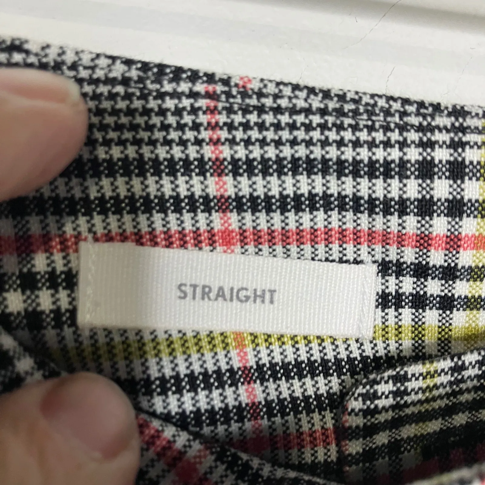 Loft outlet plaid belted straiht leg pants black white women size 6 professional - Image 4