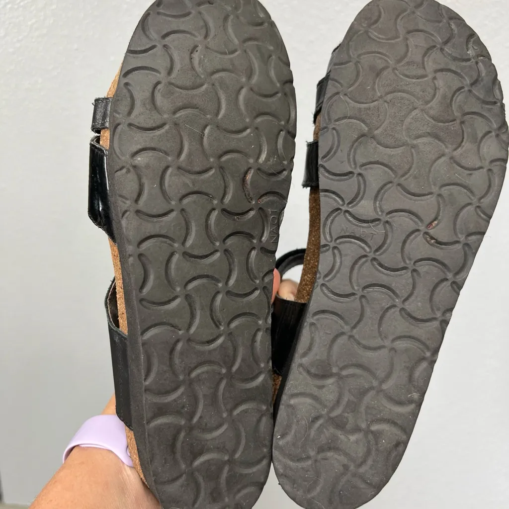 NAOT Black Leather Sophia‎ Wedge Comfort Sandals Size 40 - Image 7