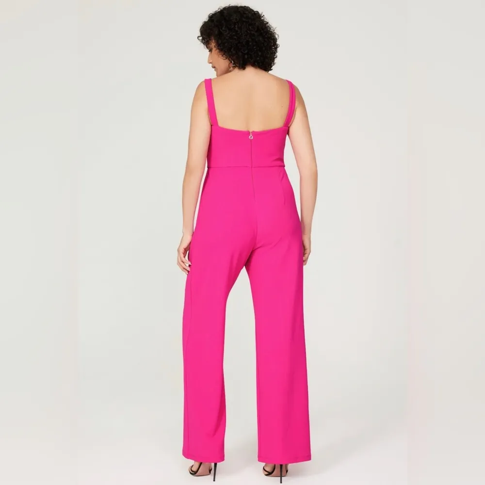 Nookie Romance Jumpsuit Hot Pink Sleeveless Bustier Top Retro Disco Barbie sz XL - Image 5