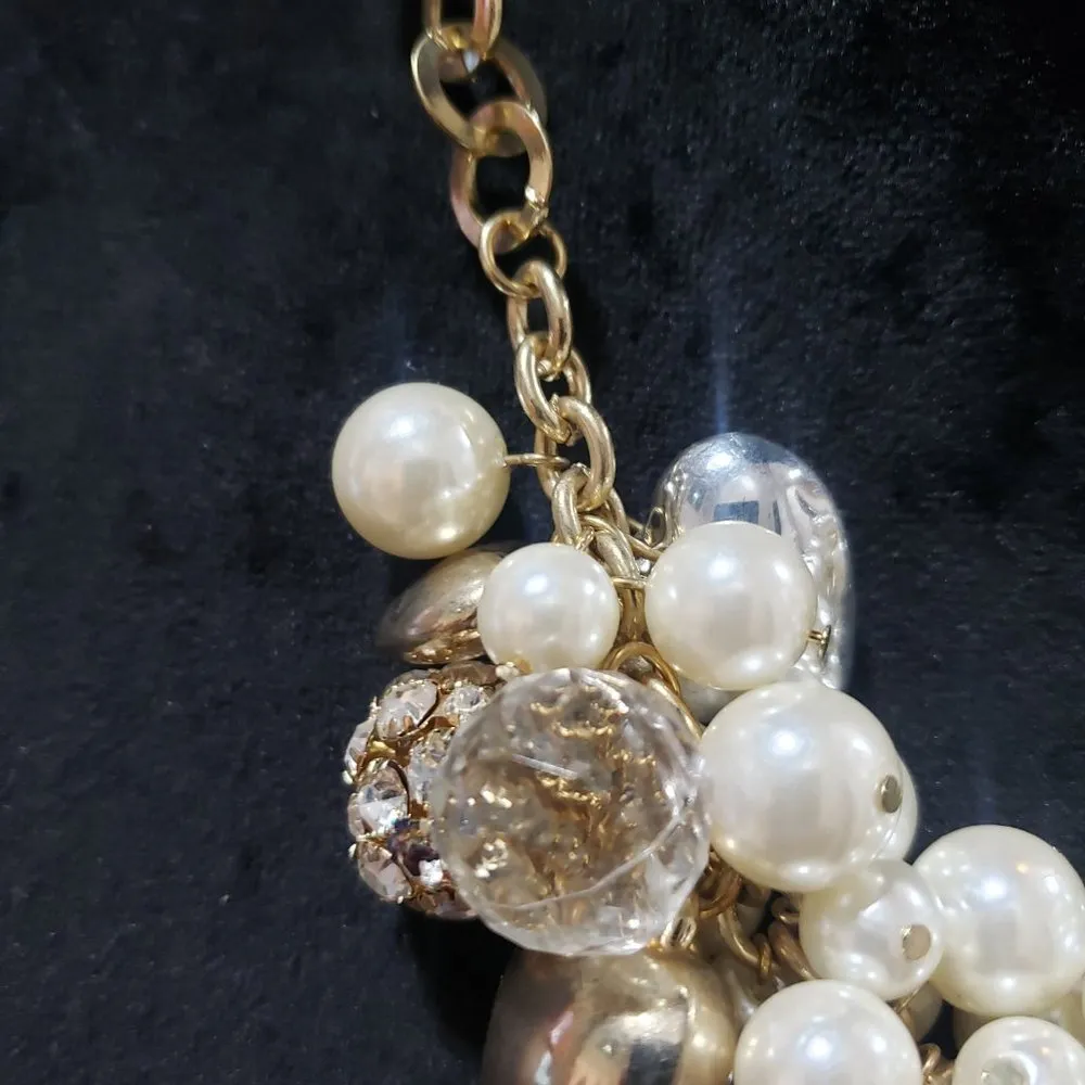 Traci Lynn Women's Faux Pearl Statement Chunky Bib Choker Necklace Gold - Image 5