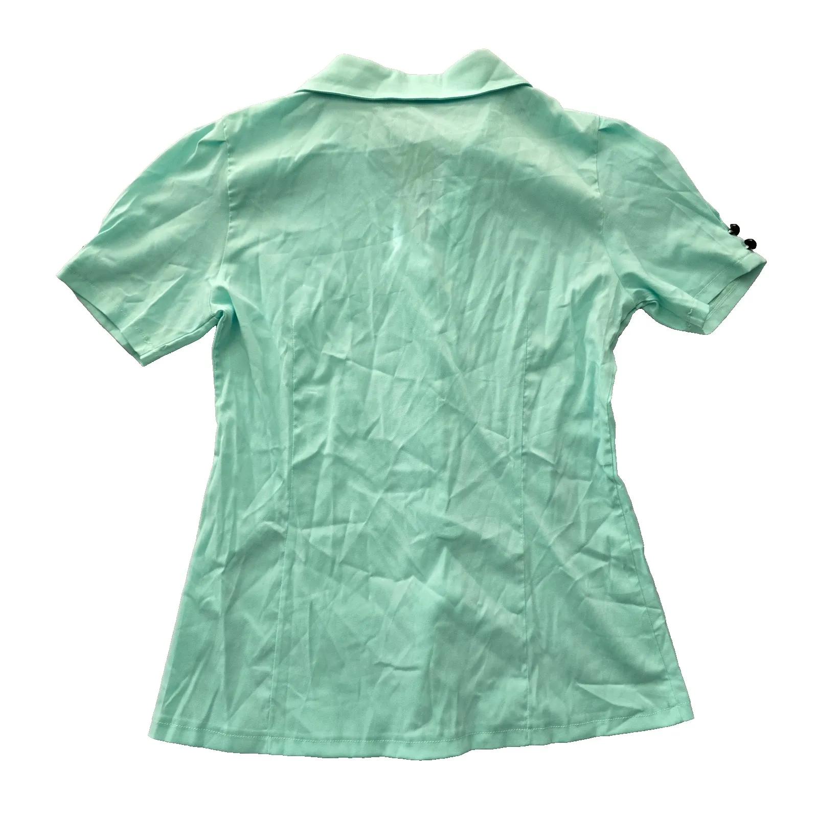 Y2K Vintage Retro Preppy Green Milkmaid Soft Academia Button Shirt Top Medium - Image 7