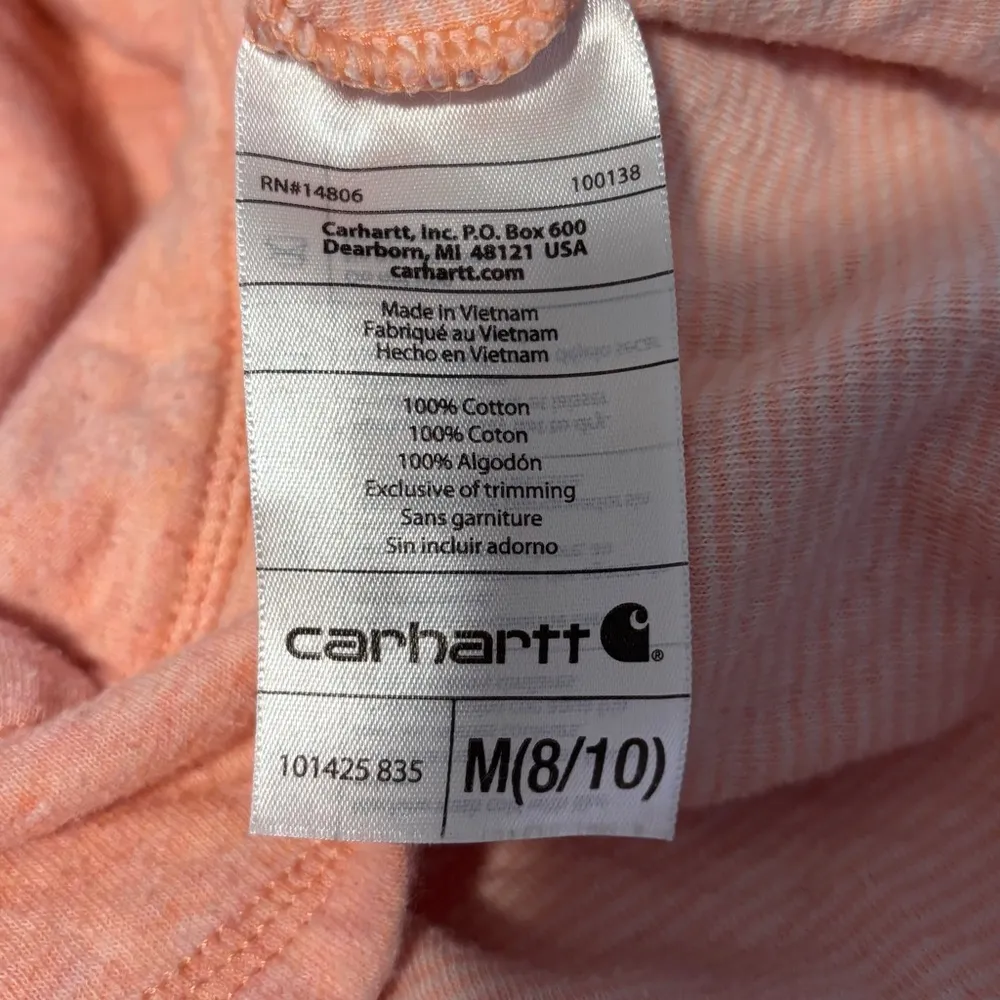 Women's Carhartt Fresh Peach Heather Pondera hooded Henley Shirt size medium - Image 9