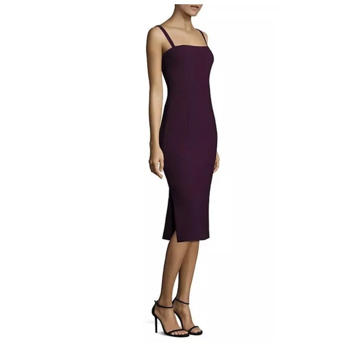 Cinq A Sept Ela Purple Ponte Midi Dress Size 2 Sleeveless Sheath Cocktail Chic - Image 9
