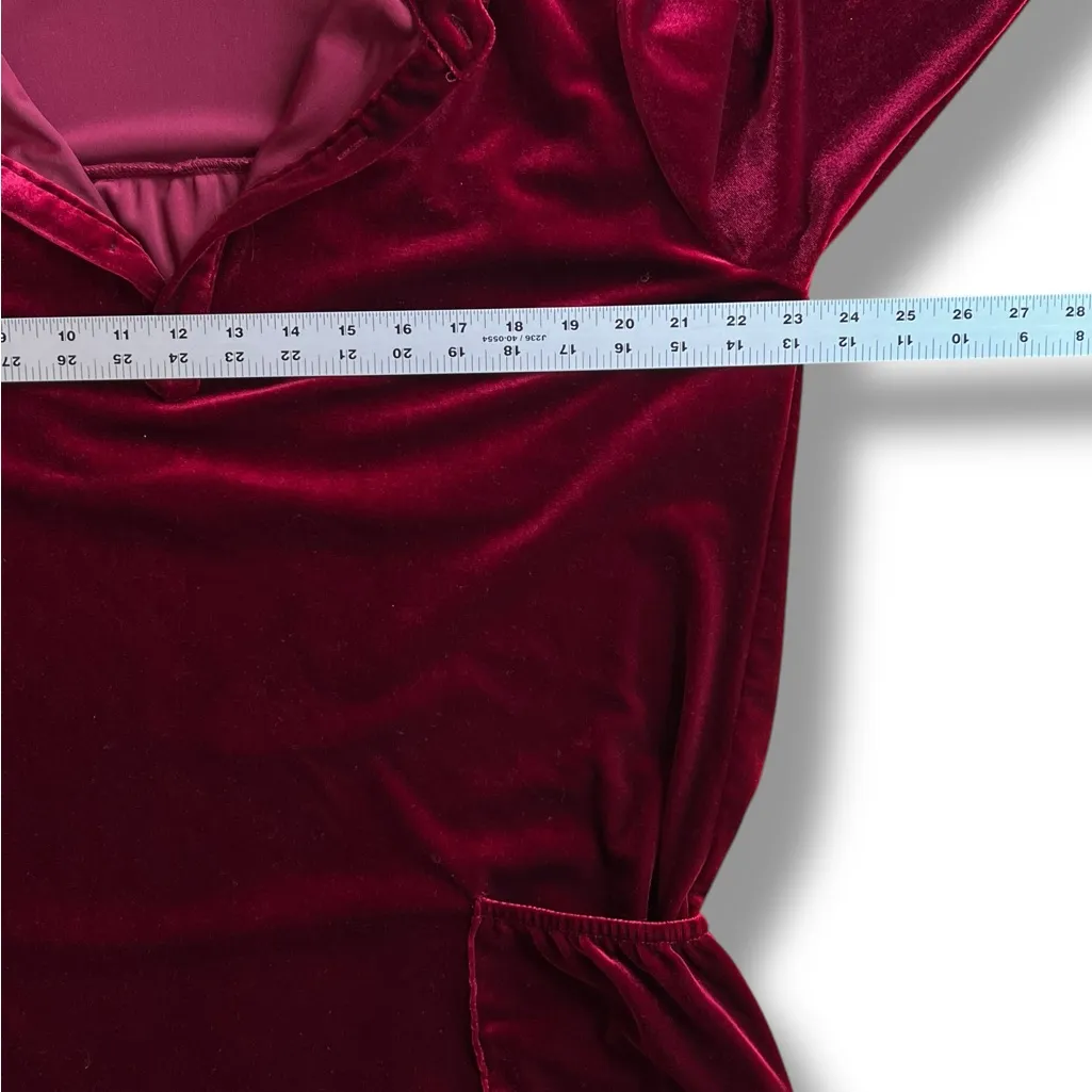 R.Vivimos Womens Velour Long Sleeve Pockets Casual Mini Shirt Dress Red Med 8/10 - Image 7