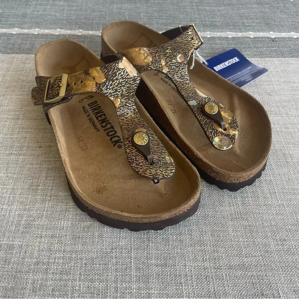 NWT Birkenstock Gizeh Metallic Brown Bronze Spotted Thong Sandals Size 36 - Image 4