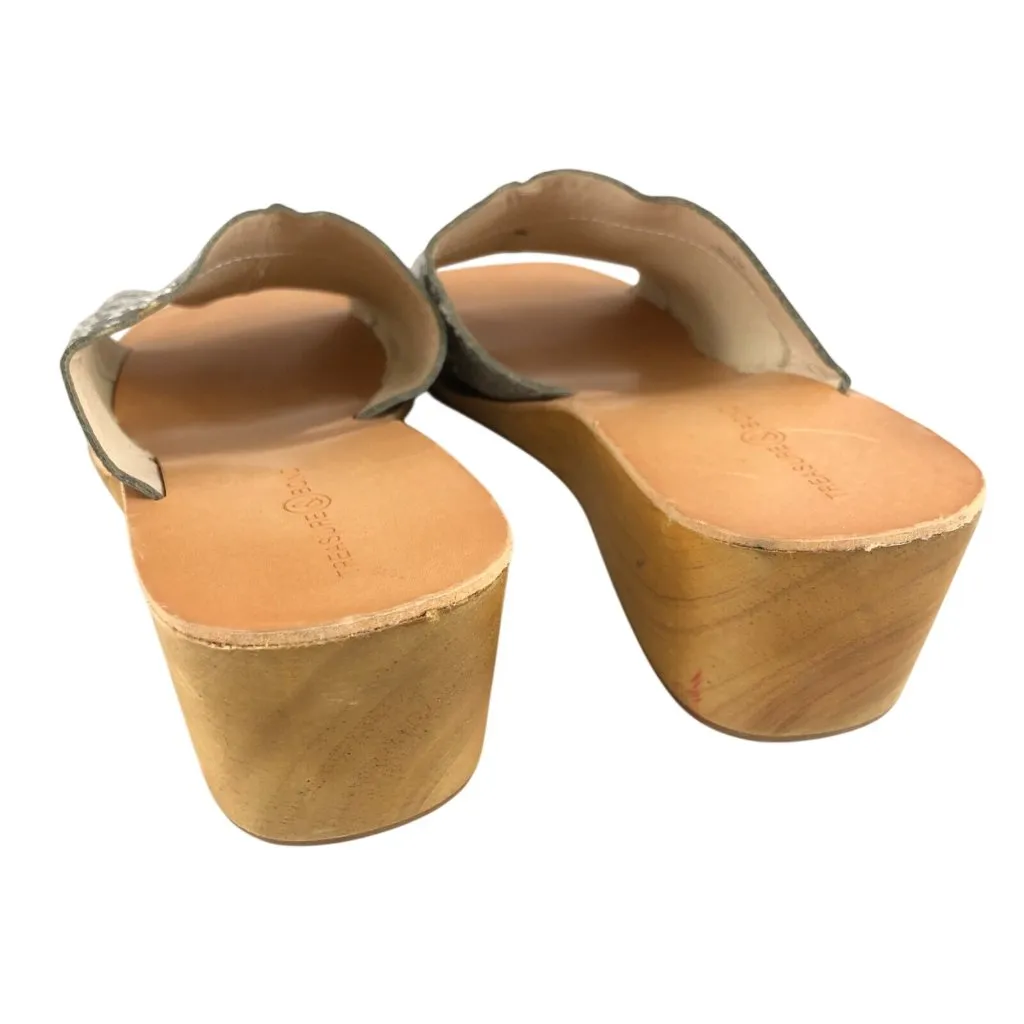 Treasure & Bond Womens Sandals Slides Wedge Heel Faux Snakeskin Wooden Gray 7 - Image 5