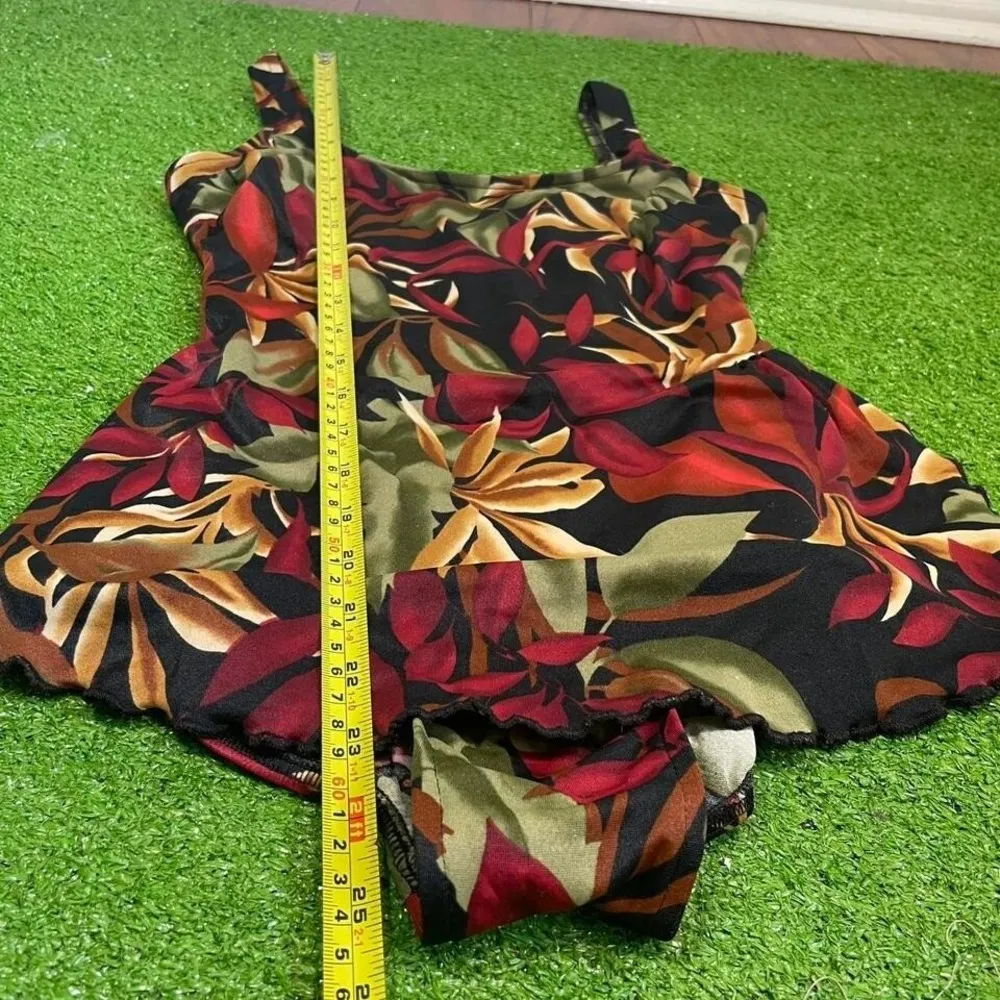 Vintage 90s Jantzen Women's 10 Swimsuit One Piece Floral‎ Skirt Beach Vacation - Image 2