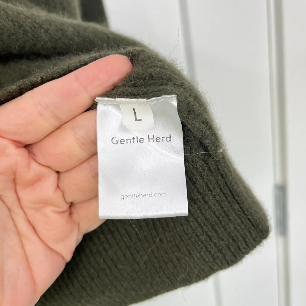 Gentle Herd Large Green Cashmere Hooded Long Sleeve Sweater - Image 7