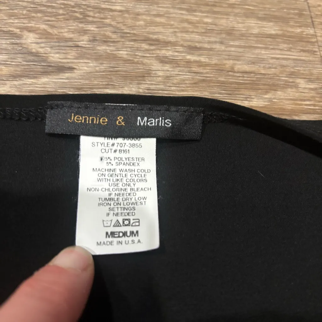 Jennie & Marlis Black Cowl Neck Sleeveless Top Medium Made in USA Minimalist - Image 3