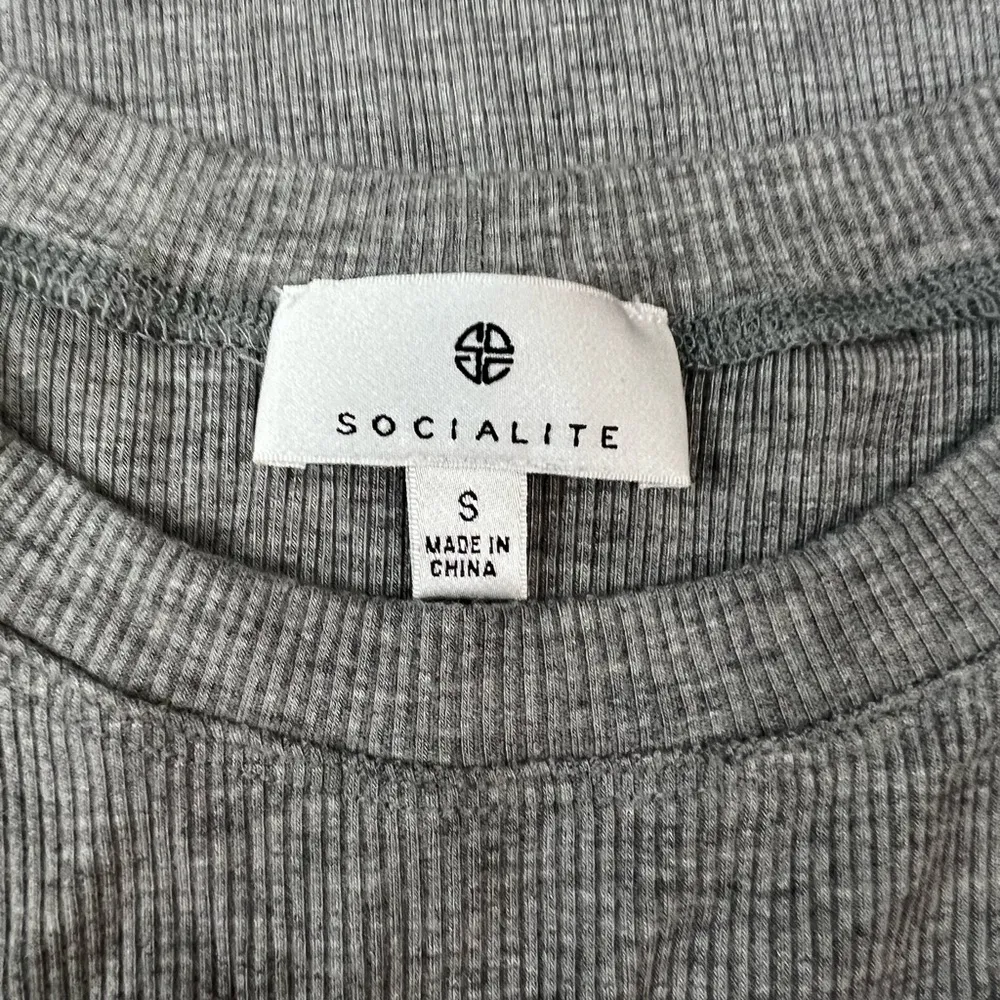 Socialite Grey Ribbed Side Slit T-Shirt Dress - Size S - Image 7