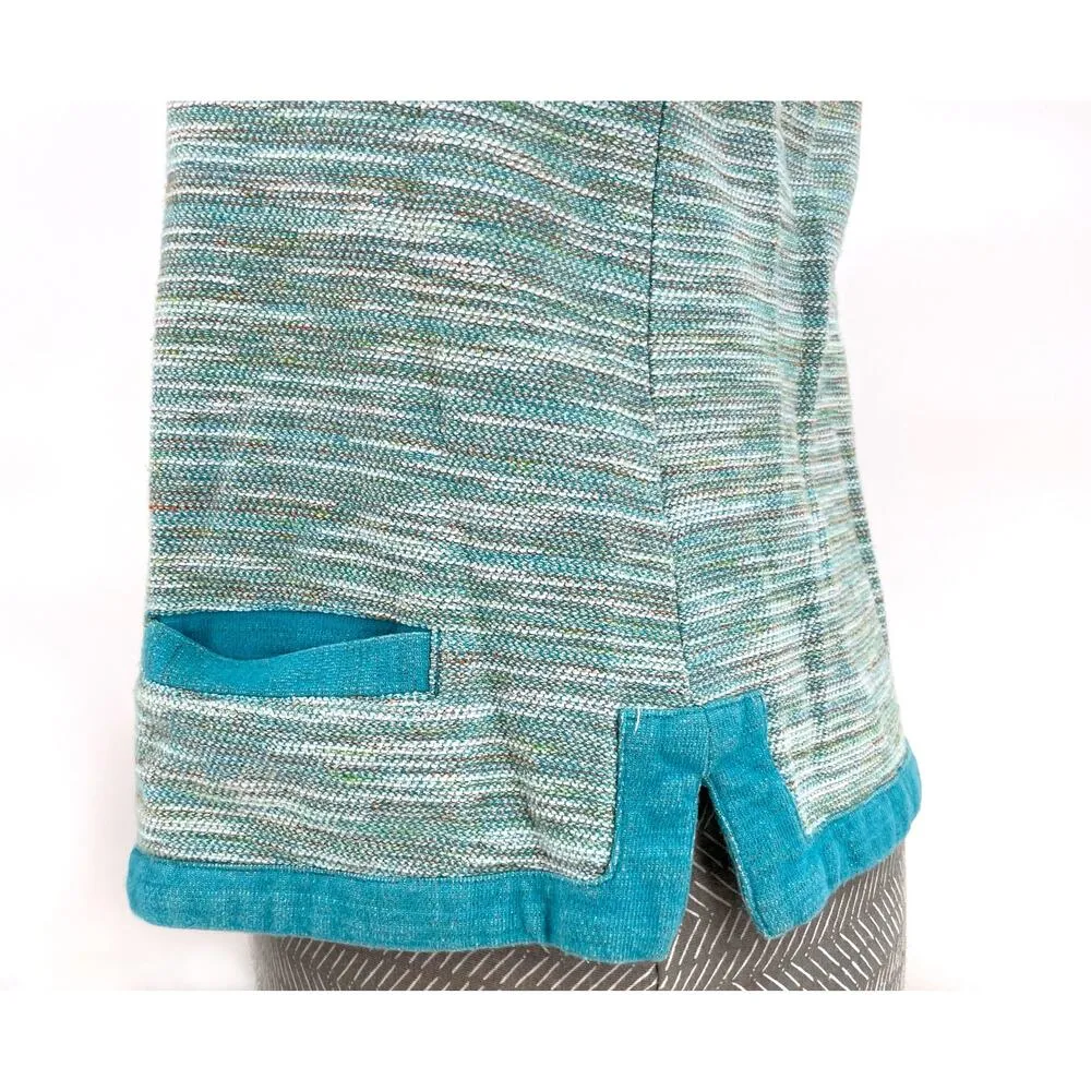 Coldwater Creek Bright Blue Aqua Multi Space Dye Zip Cardigan Sweater Jacket M - Image 6