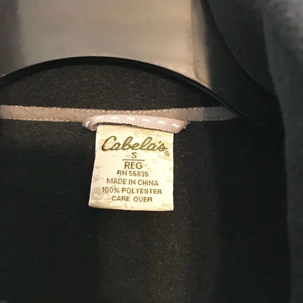 Cabela’s Vest Black Fleece Full Zip Small EUC - Image 2
