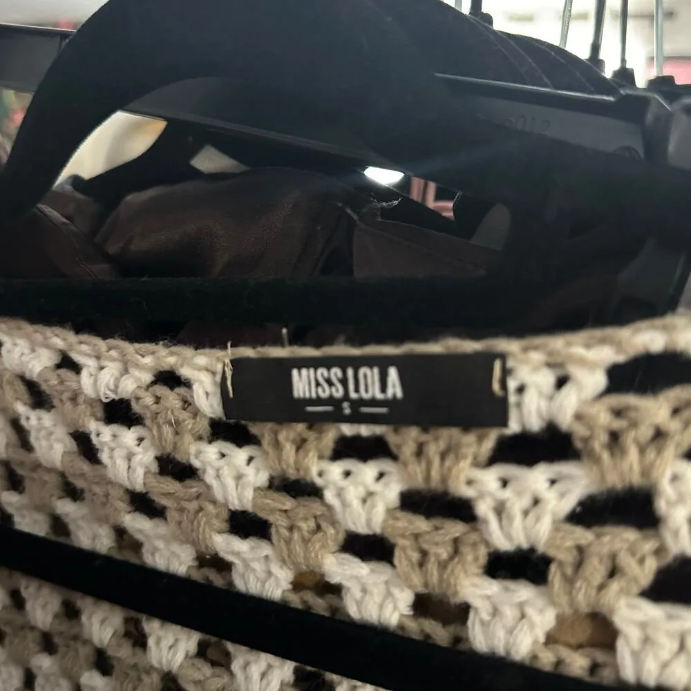 Crochet Knit Long Sleeve Open Front Knit Cardigan Size Small - Image 5