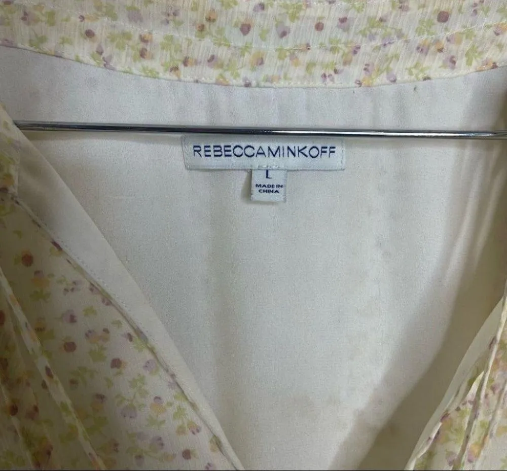 Rebecca Minkoff Off White Multi Pebble Tassel-neck Floral Dress Size Large - Image 8