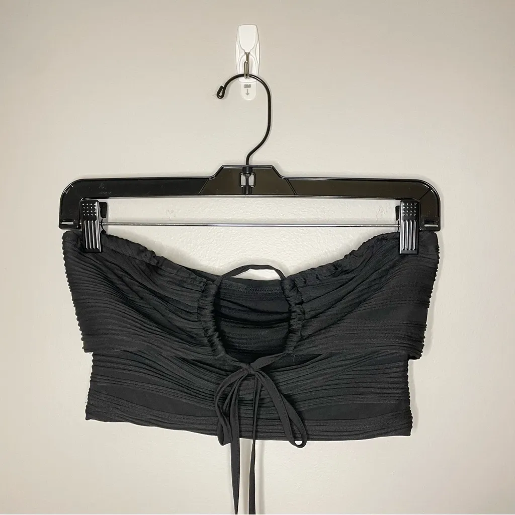 SHEIN Drawstring Front Cut Out Tube Top, Black, Size S, NWOT - Image 5