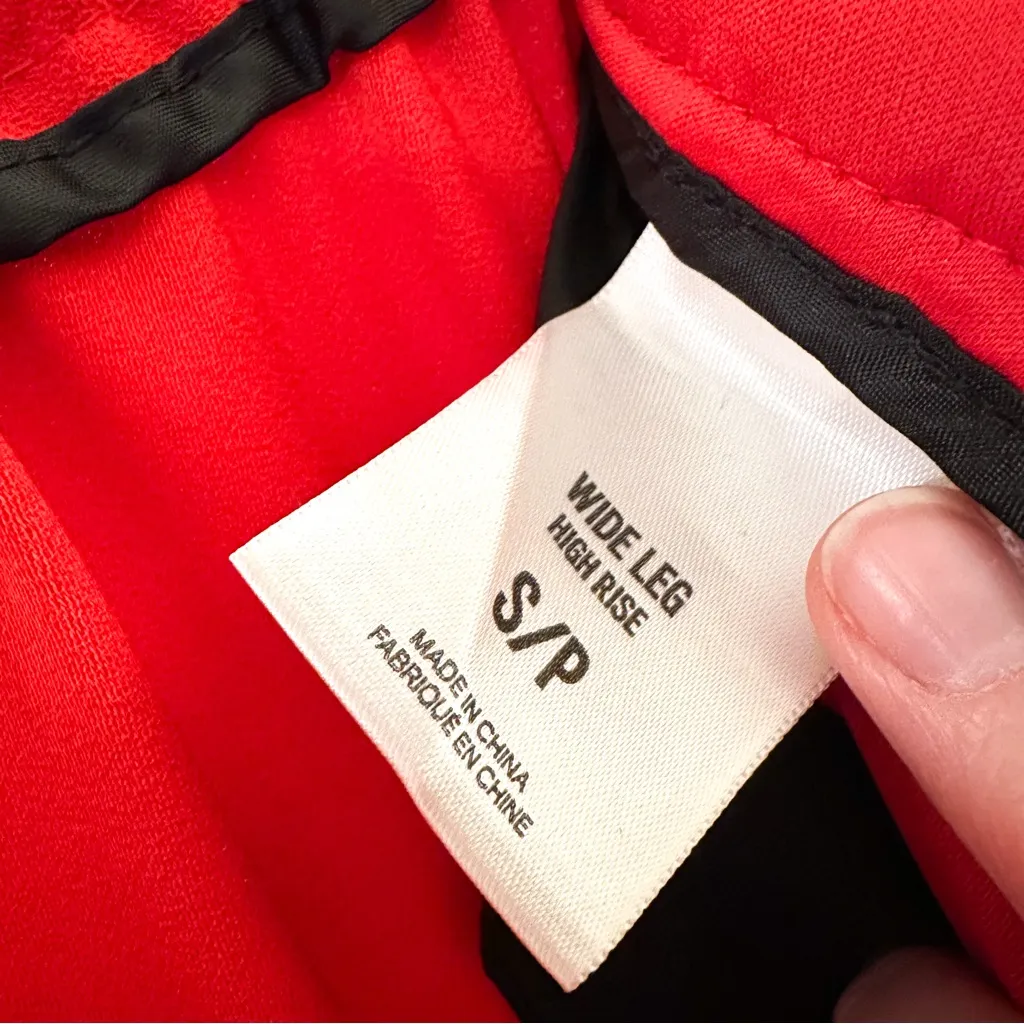 Express High-Rise Wide Leg Pants belted tie waist red sz Small - Image 9