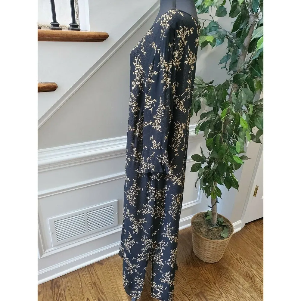 Style & Co. Black Floral Polyester Long Sleeve Scoop Neck Long Maxi Dress - Image 8
