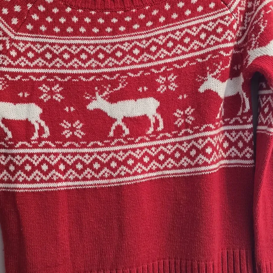 dELiA*s Red and White Patterned Knit Top Size M - Image 8