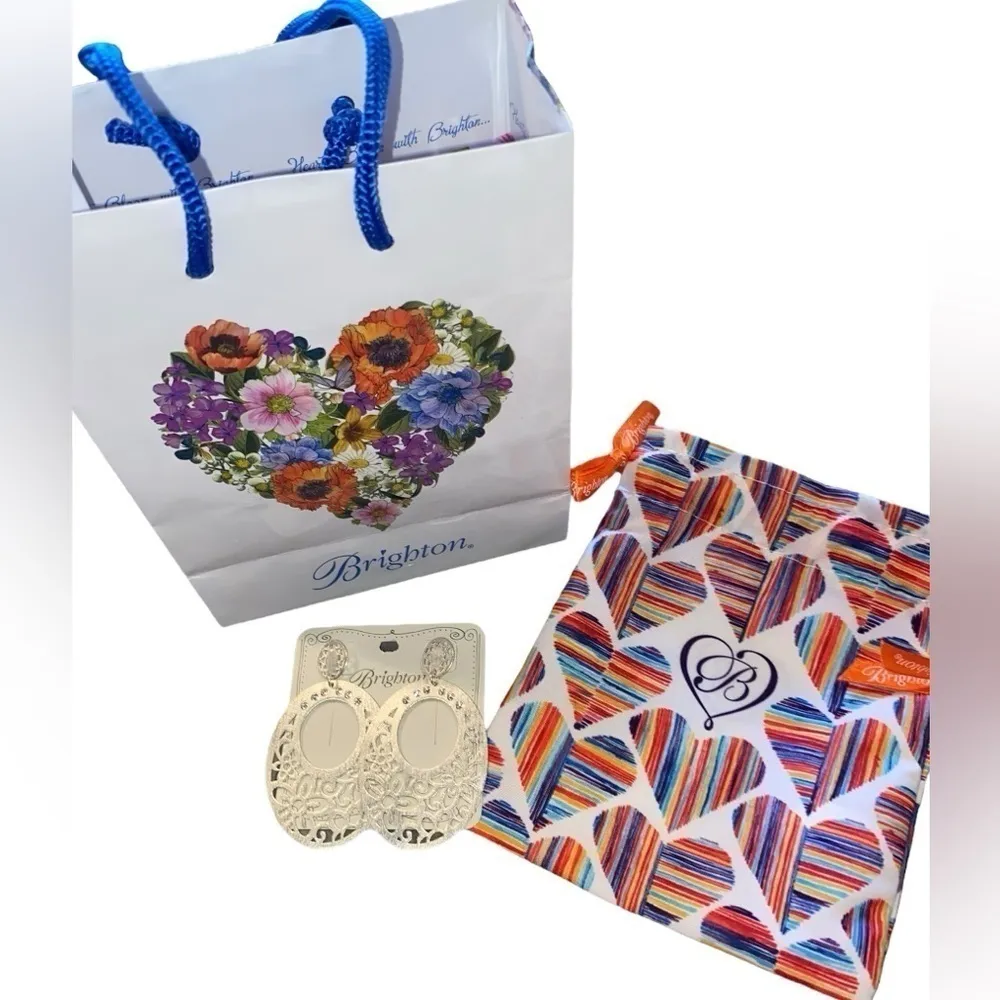 Brighton New silver posh garden floral post drop dangly earrings Feminine gifts - Image 2