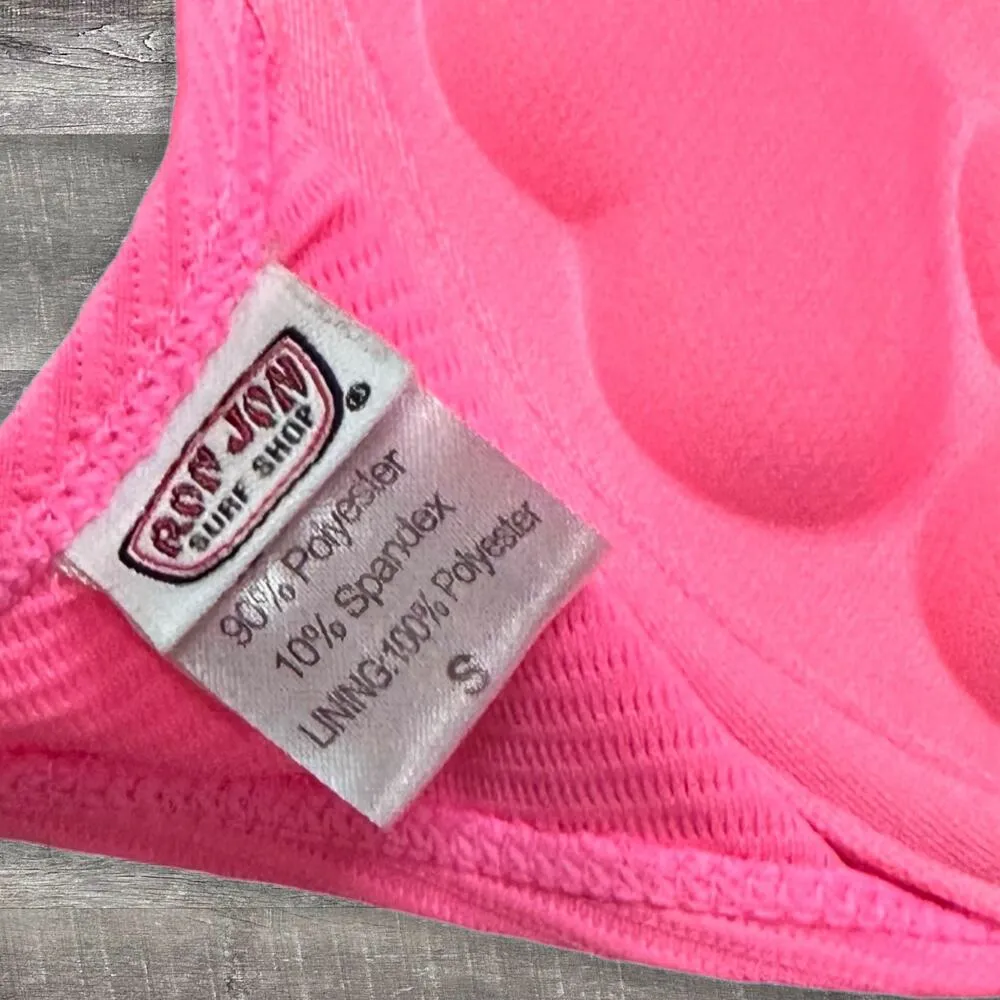 Ron Jon Bikini Push Up Pink Top S & Strappy Side High Waist Bottoms M - Image 6