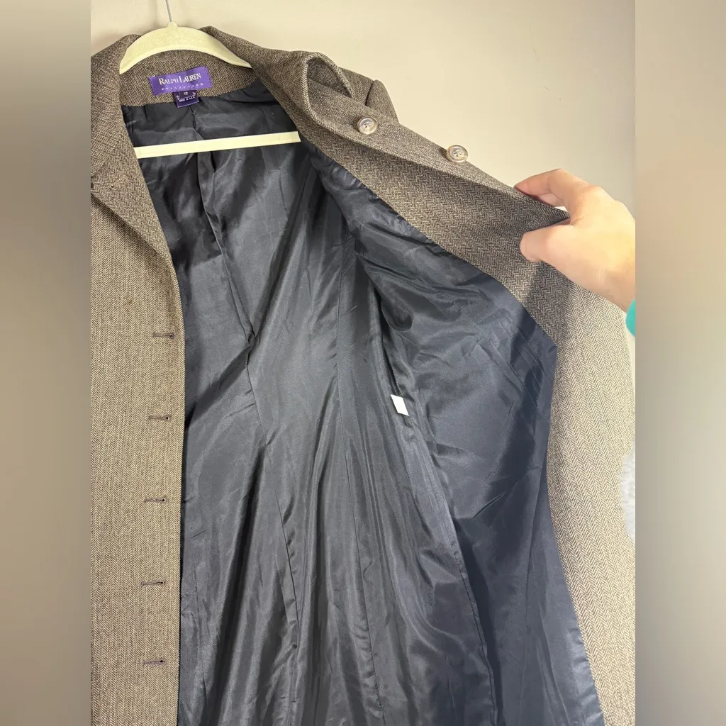 Purple Label Ralph Lauren Vintage Herringbone Women’s Wool Long Coat Sz 12 - Image 15